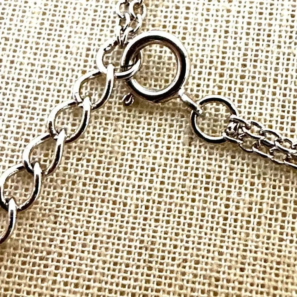 DBJ silver double heart pendant necklace